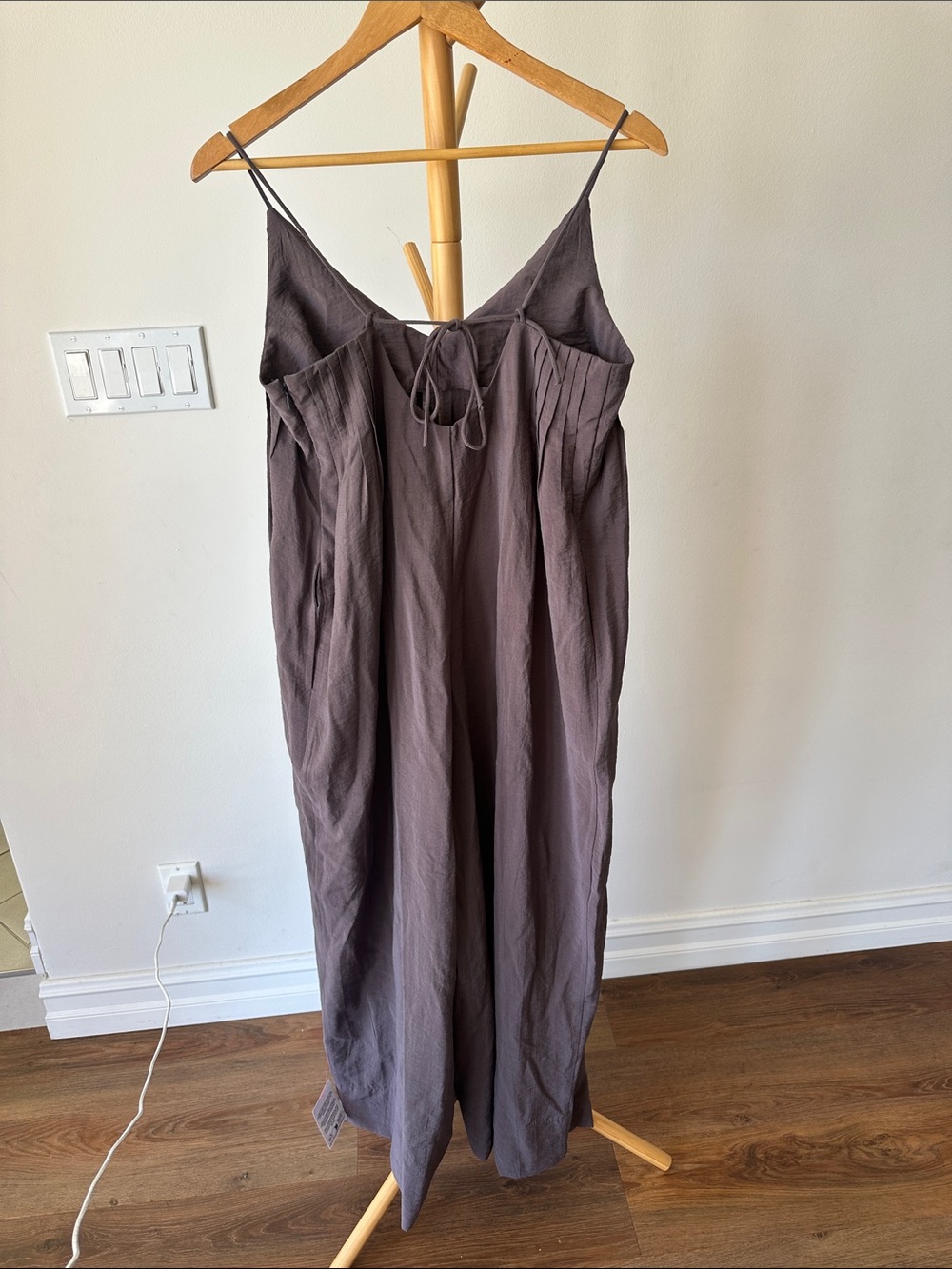 ASOS Mauve Brown Pleated Spaghetti Strap Jumpsuit - Picture 3 of 5